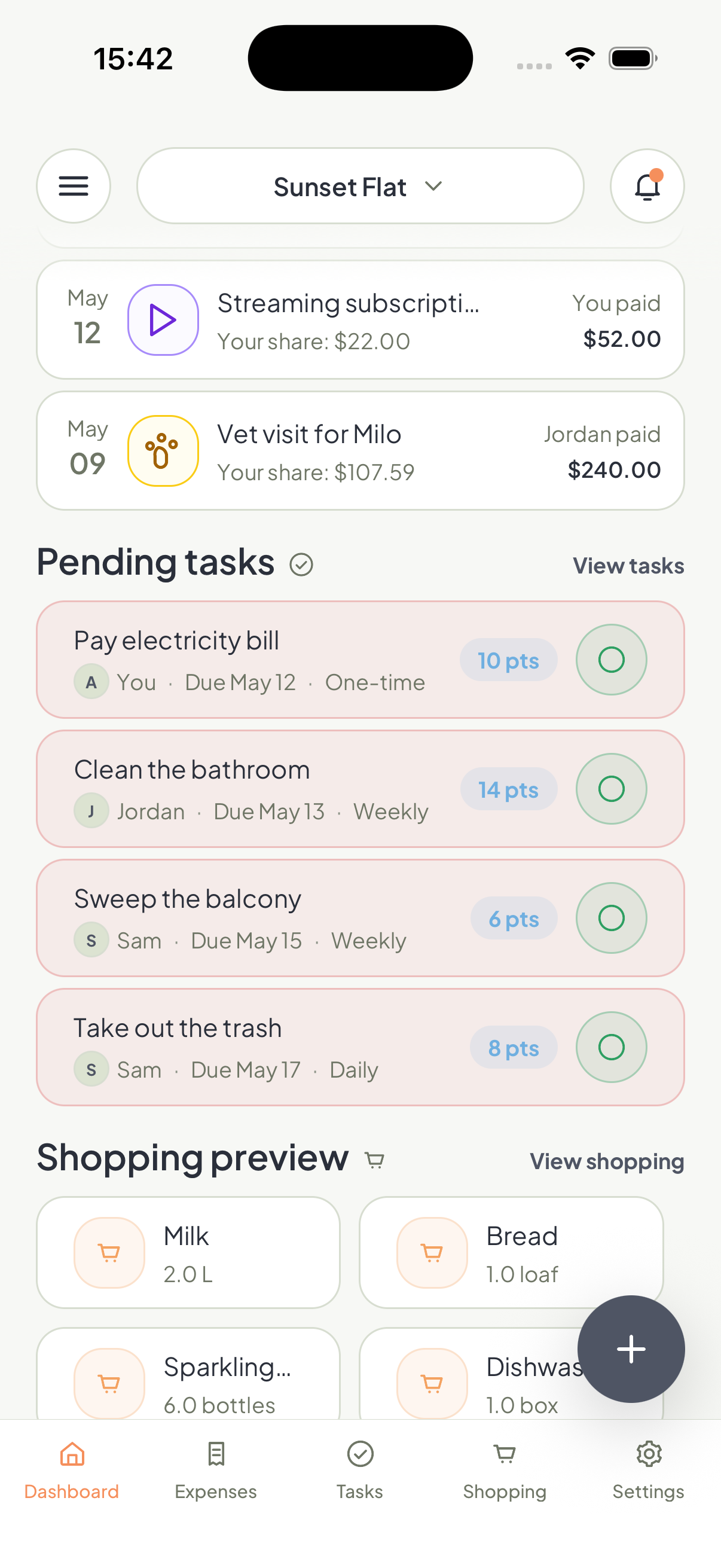 Homio dashboard